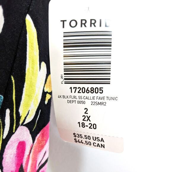 New Torrid Womens 2X Tunic Tee Floral Off-Shoulder Super Soft Short Sleeve - Picture 7 of 7